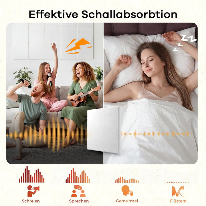 Akustikplatten Selbstklebend, 30x30x0,9 cm Quadratische Akustikpaneele Schallabsorber, Hochverdichte