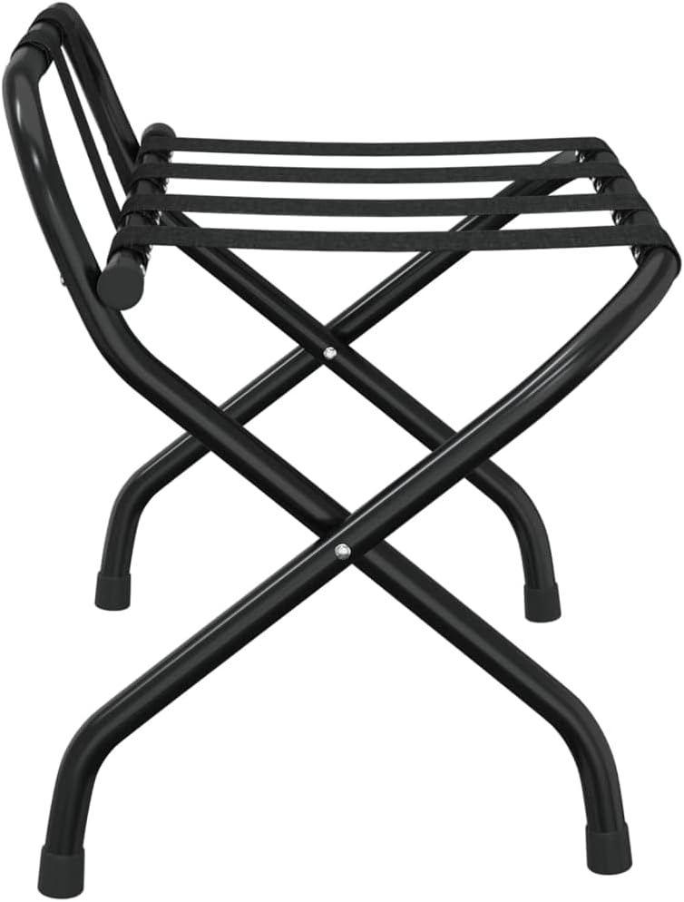 Gepäckablage mit Rückenlehne und klappbarem Metallgestell für Hotelzimmer oder Gästezimmer, Schwarz,