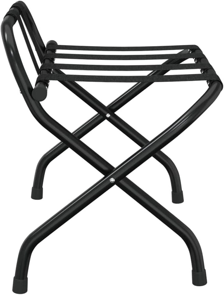 Gepäckablage mit Rückenlehne und klappbarem Metallgestell für Hotelzimmer oder Gästezimmer, Schwarz,