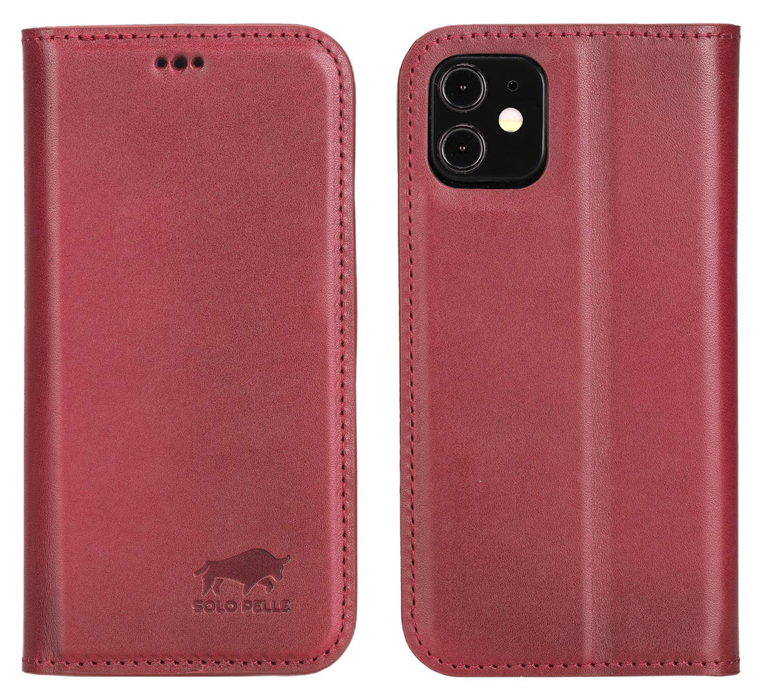 Solo Pelle aufklappbare Lederhülle kompatibel für iPhone 12 Mini in 5.4 Zoll inkl. 1 Kartenfach für
