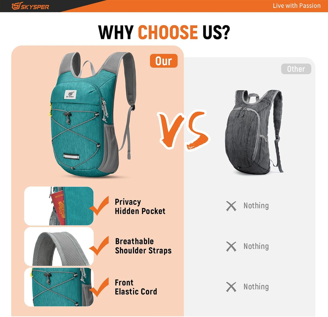 SKYSPER Rucksack Damen 10L Tagesrucksack Ultraleicht Daypack Wanderrucksack für Wandern Reisen Städt