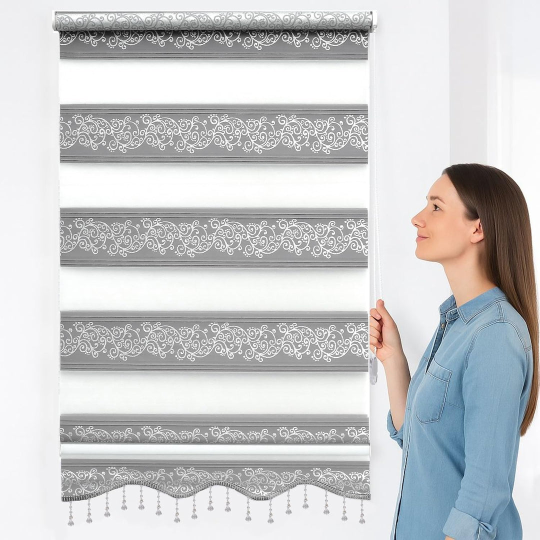 Brillant Doppelrollo Klemmfix ohne Bohren Grau Silber 200 x 110 cm (Länge x Breite) Duorollo Blickdi