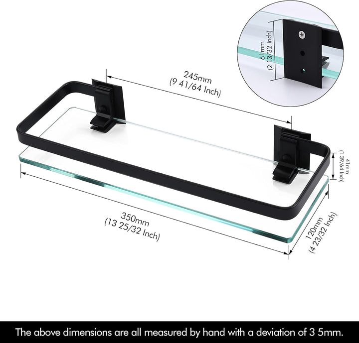 KES Duschablage Glas Duschregal Glasregal 8mm Ablage Bad Glasablage für Badezimmer Regal Wandregal B