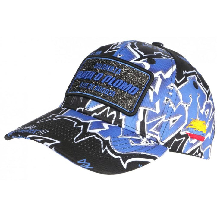 Plata o Plomo Baseball-Kappe, Blau und Schwarz, Strass, Street Colombia Baseball – Unisex, blau, Ein