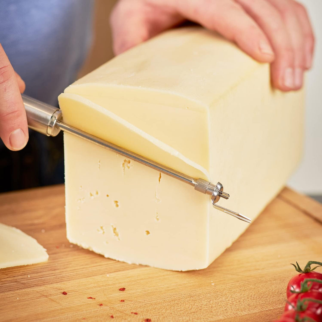 RÖSLE Käseschneider, hochwertiger Drahtschneider mit Gabel für Schnittkäse, Edamer, Gouda und Tilsit