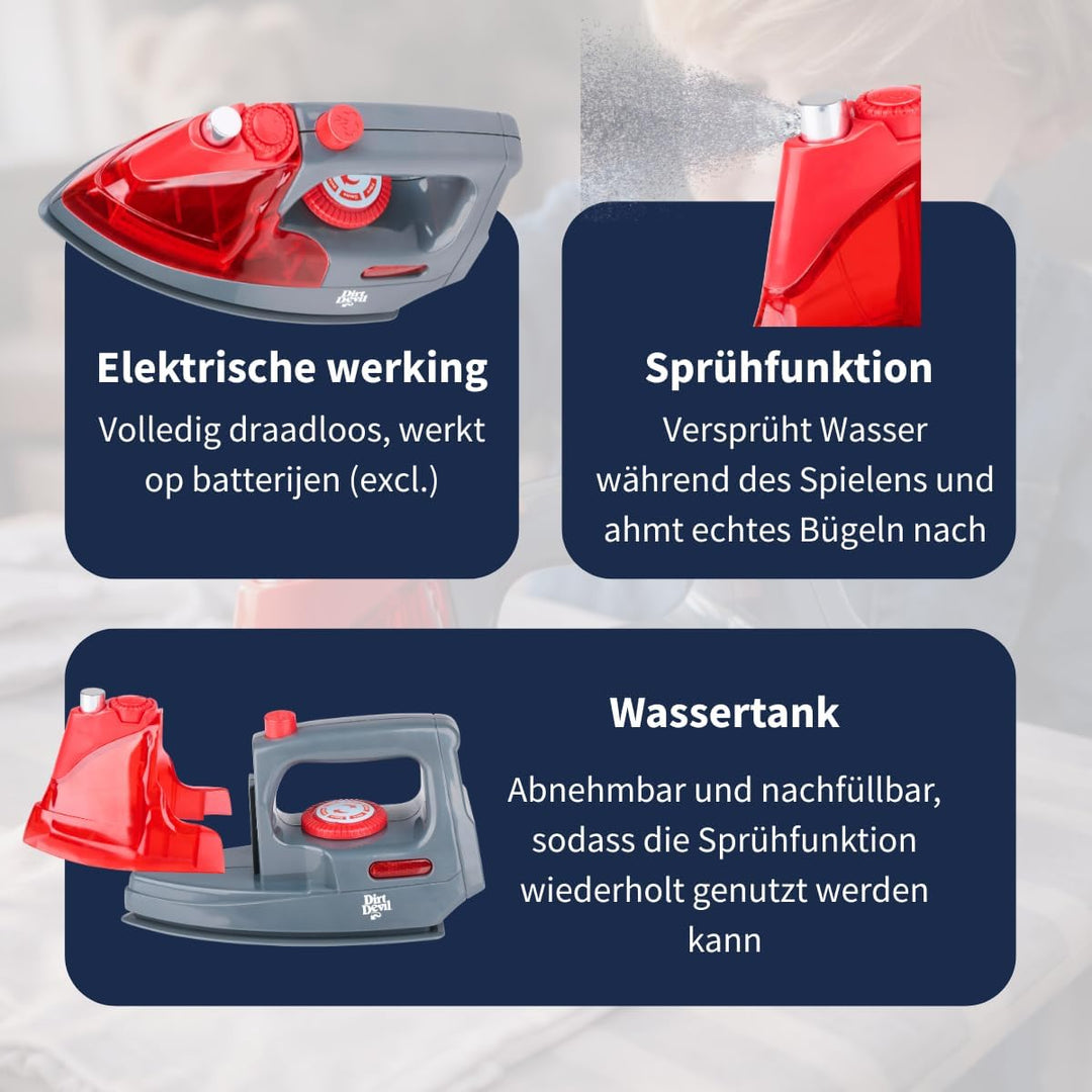 Dirt Devil Kids Spielzeug-Bügeleisen mit Licht und Sound – Spielzeug-Bügeleisen mit Sprühfunktion un