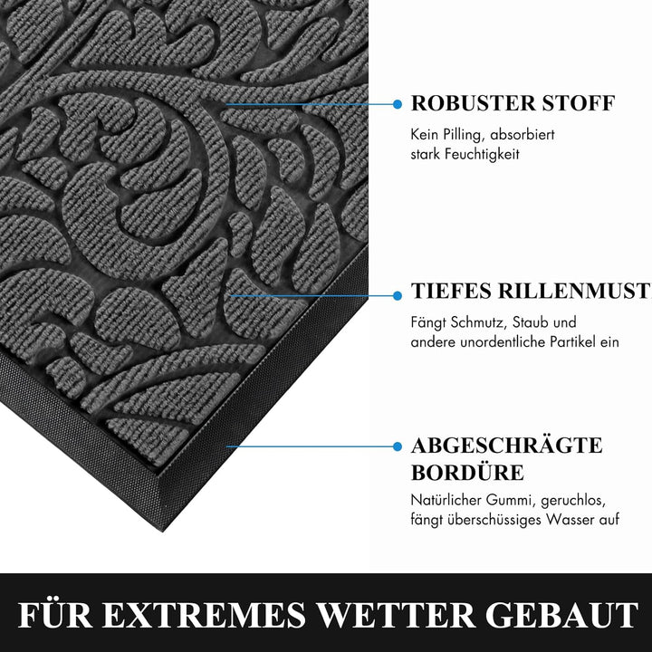 Yimobra Fussmatten - Innen und Aussen, Waschbar Fussmatte, Rutschfester Schmutzfänger Teppich für Ei