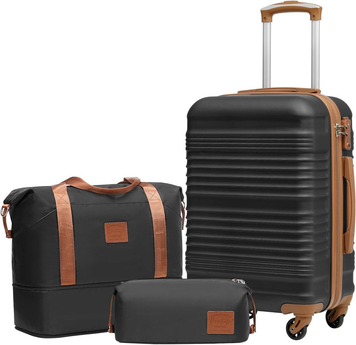 COOLIFE Koffer-Set Trolley Koffer ABS Hartschale Reisekoffer 4 Rollen TSA-Schloss einziehbarer Troll