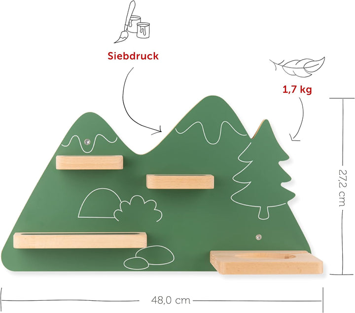 tonies Regal Auf zum magischen Berg, Regal für Toniebox und Figuren, mittelgrosses Regal in Waldgrün