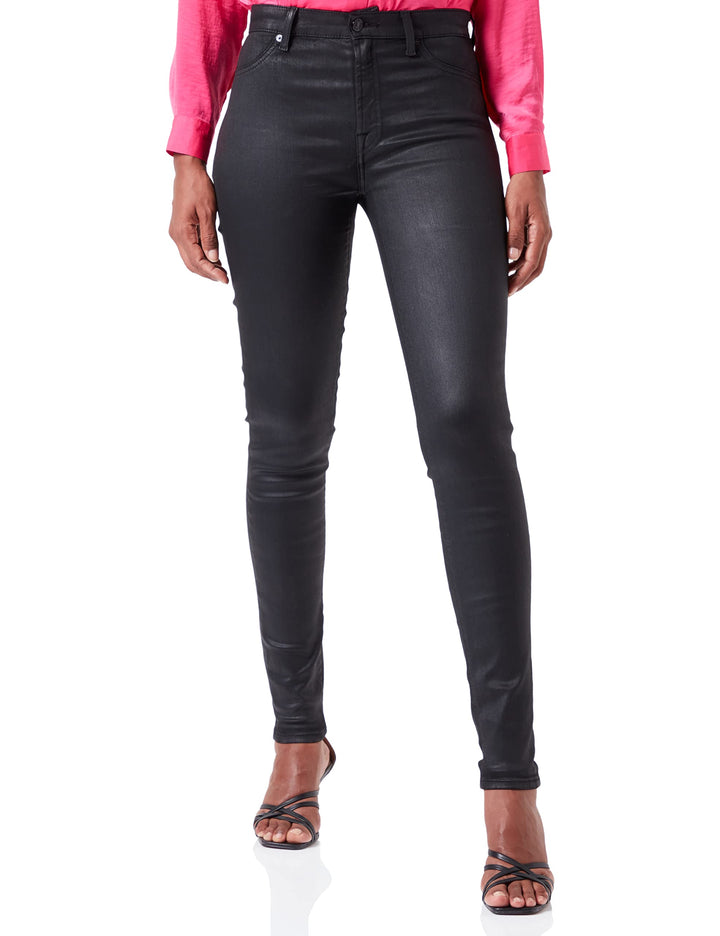 7 For All Mankind Damen Hw Skinny Coated Slim Illusion Pants 23W / 23L Schwarz, 23W / 23L Schwarz