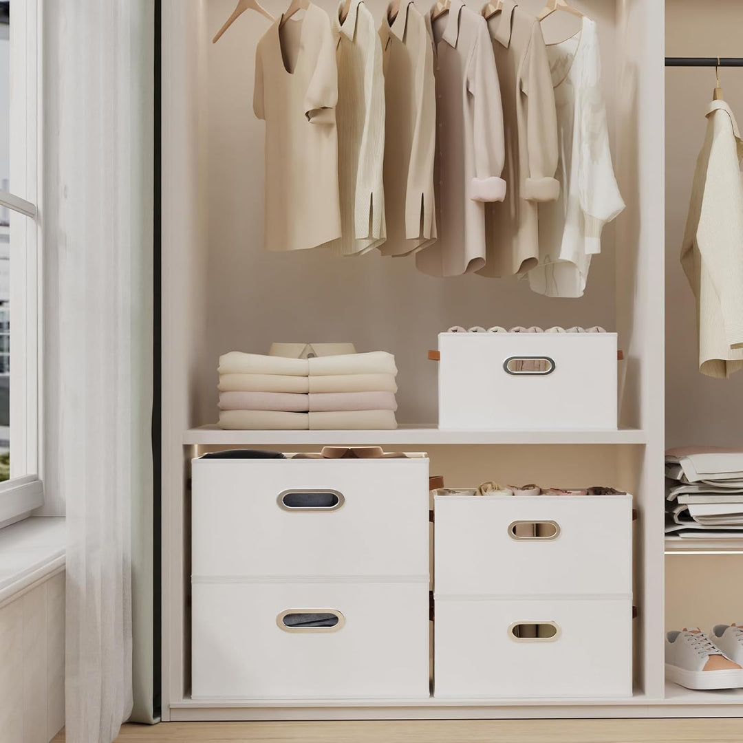 Yawinhe 3 Stück Aufbewahrungsbox aus Stoff, Faltbare Aufbewahrungskorb mit Griffen, Waschbare, für S