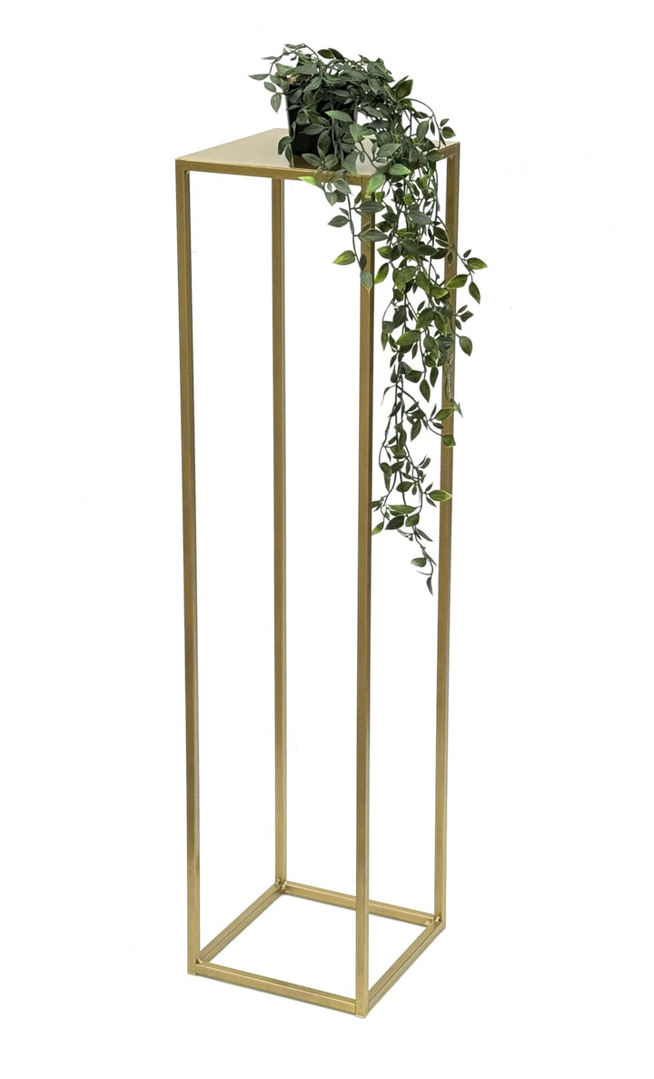DanDiBo Blumenhocker Metall Gold Eckig 100 cm Blumenständer Beistelltisch 96570 Blumensäule Modern P