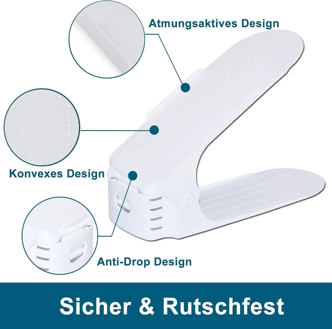 Froadp 20 Stück Einstellbare Schuhorganizer aus PP-Material rutschfest Schuhstapler mit 3 Höhenverst