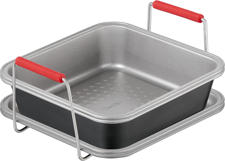 Tefal Dail'Easy 4-tlg. Heissluftfritteusen Accessoires Set, Lochblech-Tablett, Backblech, 2x Quadrat