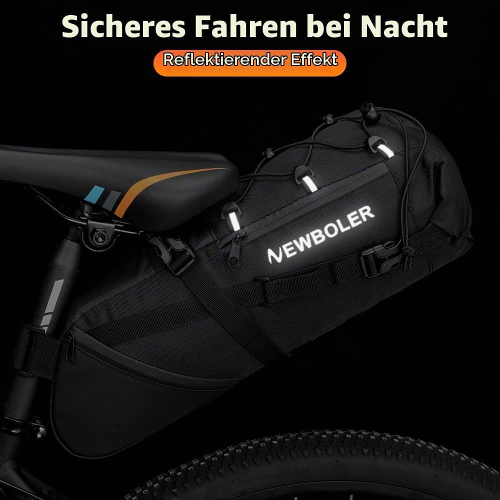 Fahrrad Satteltasche Wasserdicht, 10L Fahrradtasche Sattel Super Fester Halt, Fahrradtasche Sitztasc
