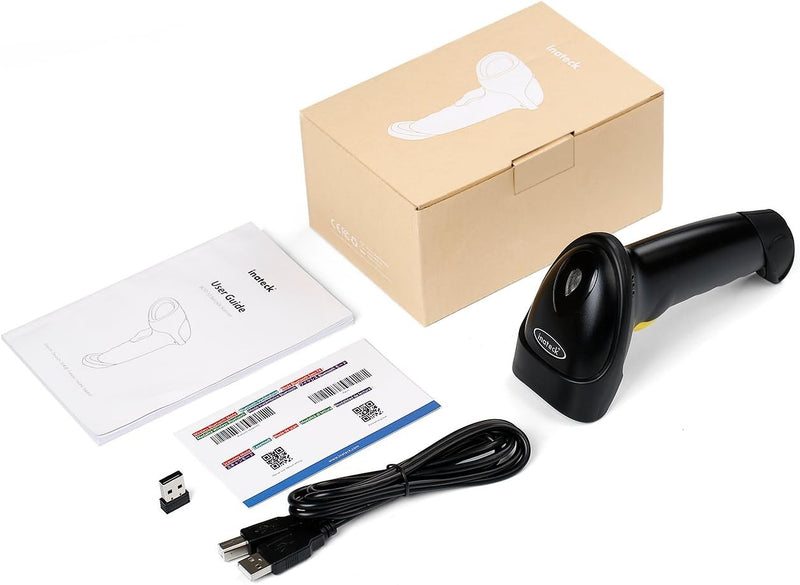 Inateck Barcode Scanner 2D Bluetooth, Wireless QR Code Scanner, 2D Imager mit 2000 mAh Akku, 1 Ladun