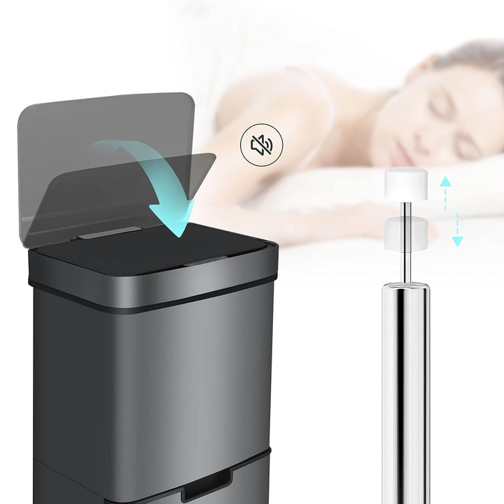 Ribelli Edelstahl - Mülltrennsysteme mit 3+1 Fächer - Mülleimer mit Sensor - 72 Liter (2x12 + 1x48 L