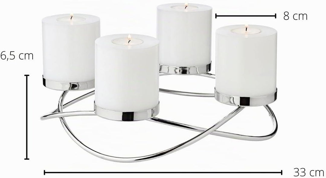 EDZARD Adventskranz Alva, Durchmesser 31 cm, Edelstahl, silberfarben, für Stumpenkerzen ø 8 cm