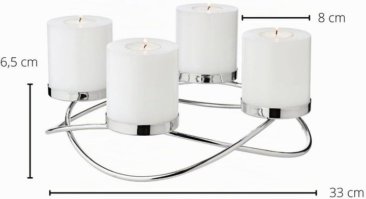 EDZARD Adventskranz Alva, Durchmesser 31 cm, Edelstahl, silberfarben, für Stumpenkerzen ø 8 cm