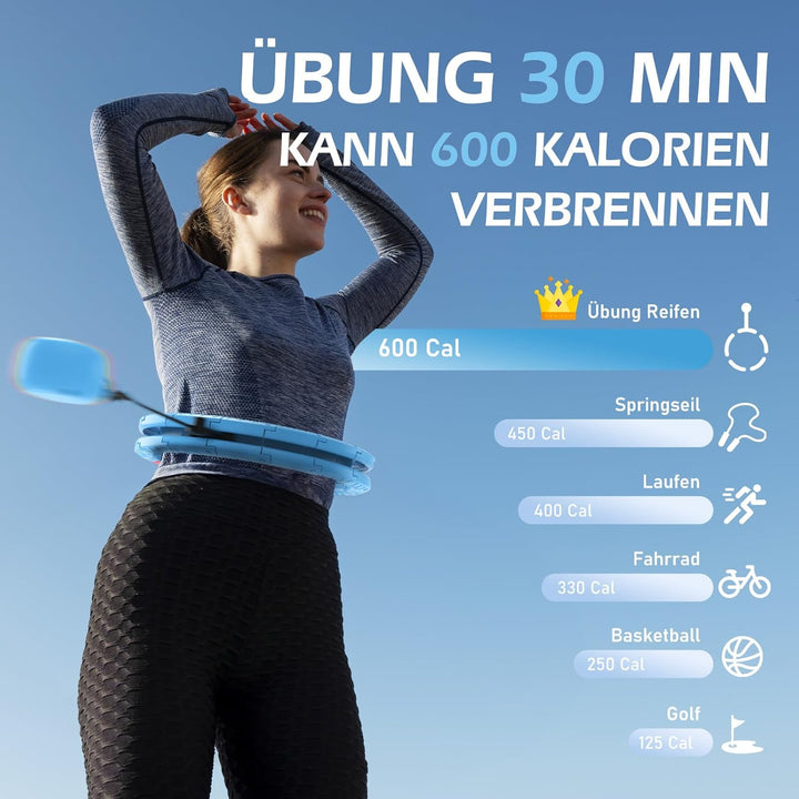 Smart Hula Hoop Reifen Erwachsene Zum Abnehmen, 24-Stufiger Infinity Hula-Hoop (77-132cm) Mit Gewich