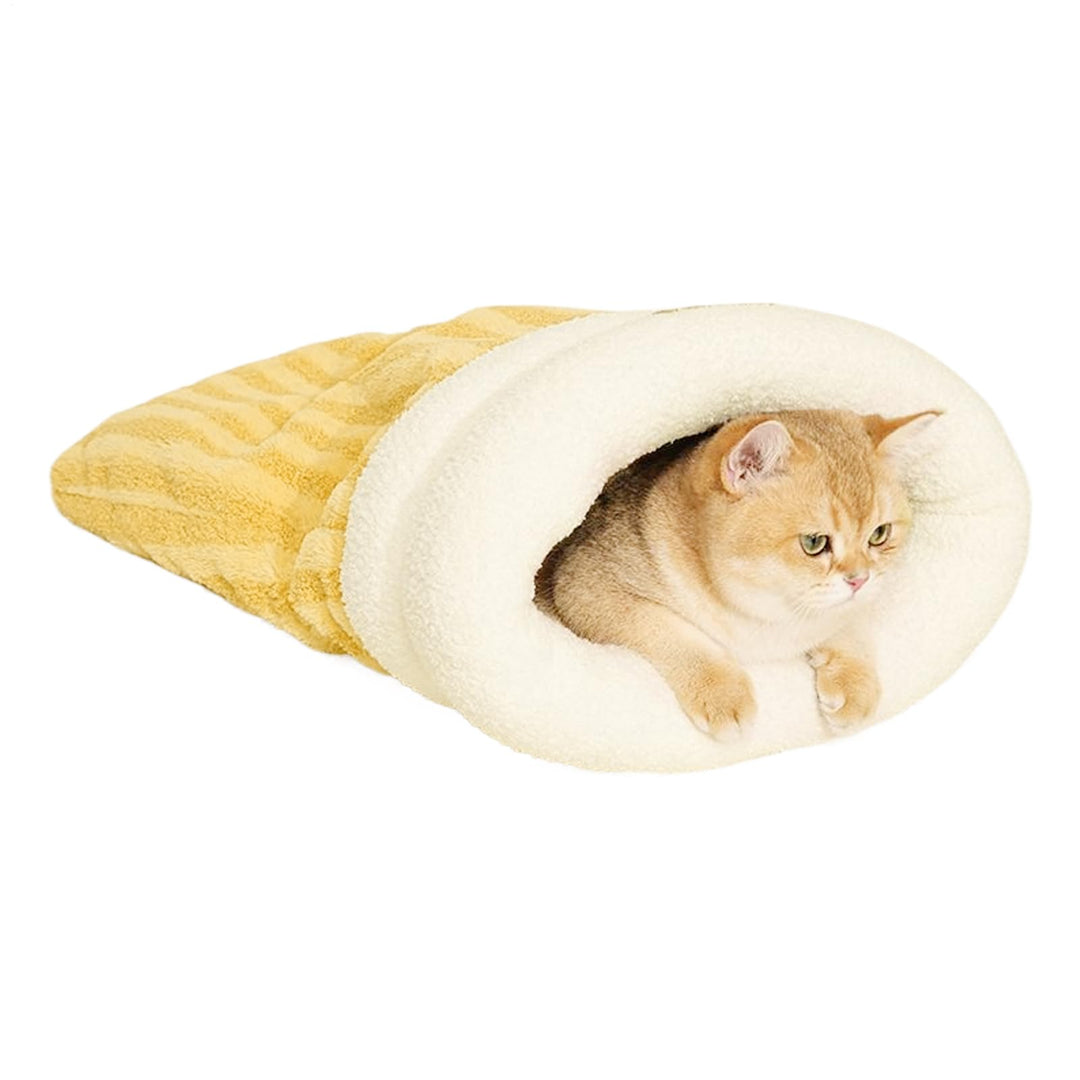Katzenschlafsbag für Innenkatzen, weich bequemer Katze Winter Schlafsack C-at Cave Bett, 360 ° warme