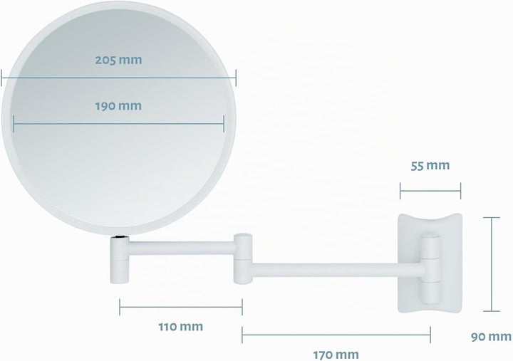 Libaro Kosmetikspiegel Imola 360° Schminkspiegel mit Wandmontage, Rasierspiegel doppelseitig mit Ver