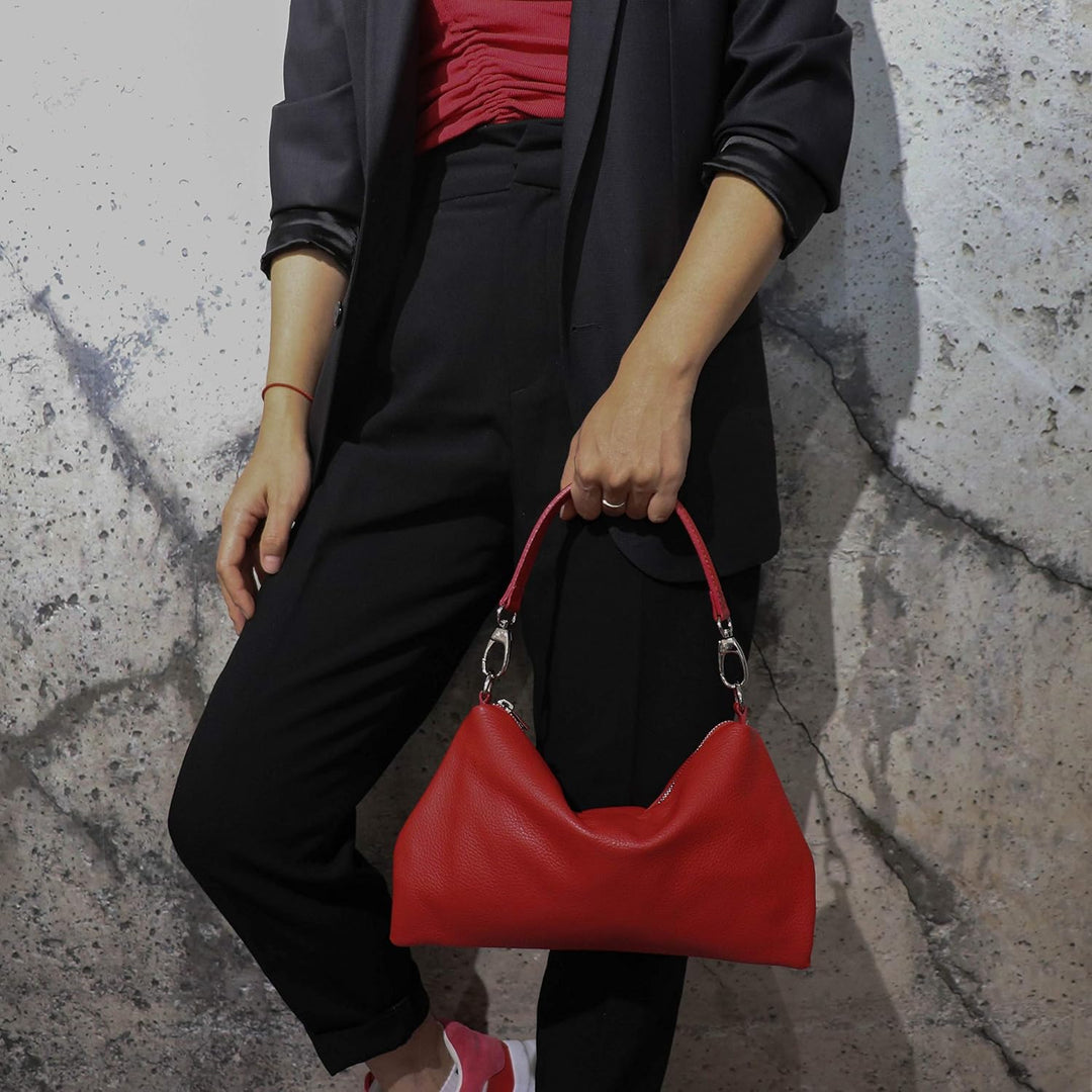 SH Leder Echtleder Umhängetasche mittelgrosse schultertasche Abendtasche Clutch Crossbody Bag Messen