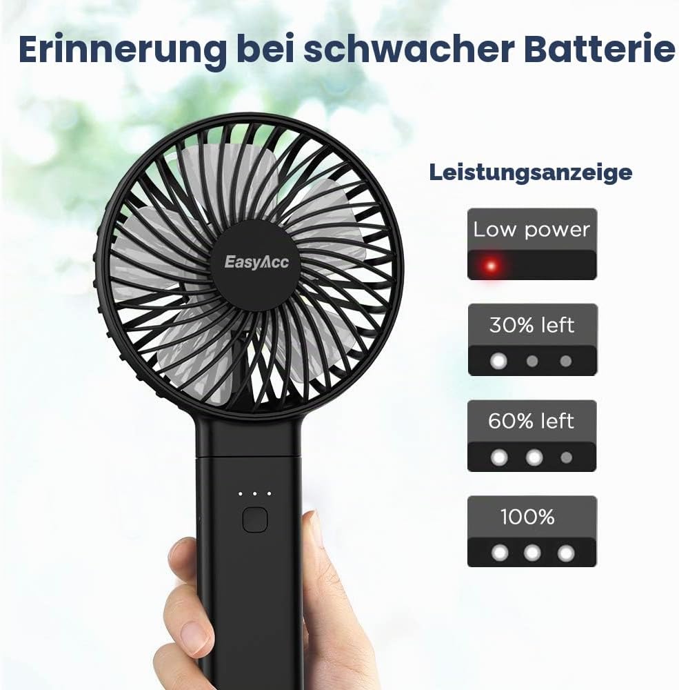 EasyAcc Handventilator Tragbarer Akku USB Ventilator/Tragbarer Mini Lüfter Elektrischer 20 Stunde Au
