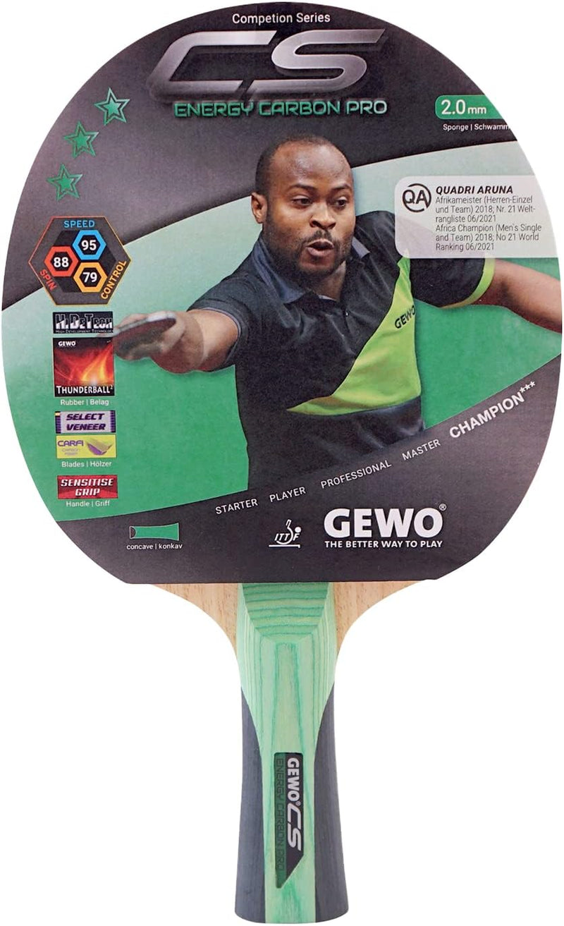 GEWO CS Energy Carbon Pro - Tischtennis-Schläger - ITTF genehmigt - Carbon-Schläger mit kontrolliert