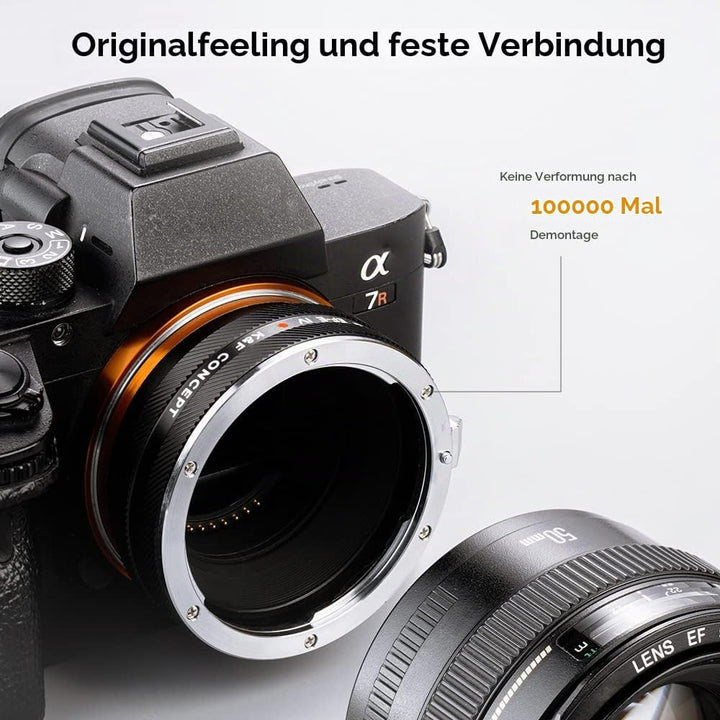 K&amp;F Concept Lens Mount Adapter EOS-NEX IV IV Manueller Fokus Kompatibel mit Canon (EF/EF-S) Objektiv