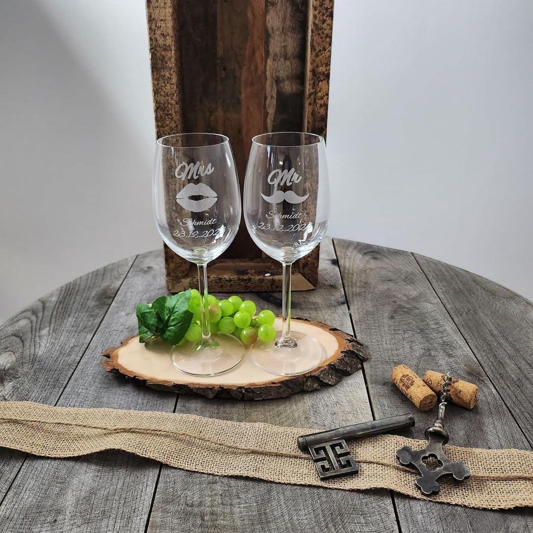 Geschenk zum Valentinstag – Wein Geschenksets – Weinglas mit Gravur 370ml – Hochzeitsgeschenke – Ges