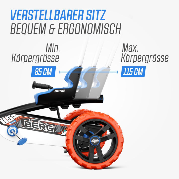 BERG Pedal-Gokart Buzzy 2-in-1 inkl. Schubstange | Gokart mit Freilauf | Tretfahrzeug für Kinder ab