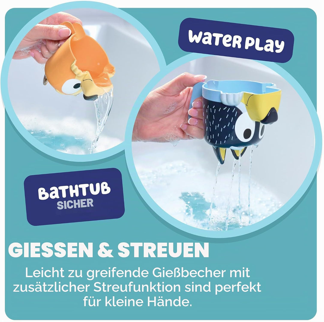 Tomy Toomies Kaffeetassen mit Chilli, Bandit, Bingo und Bluey – stapelbare Tassen für das Bad – offi