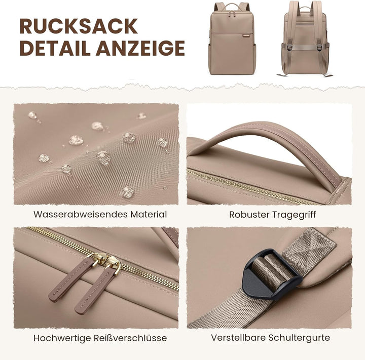 Laptop Rucksack für Damen 16 Zoll, Arbeit, Business, Computer-Rucksäcke mit Laptopfach, wasserdicht,