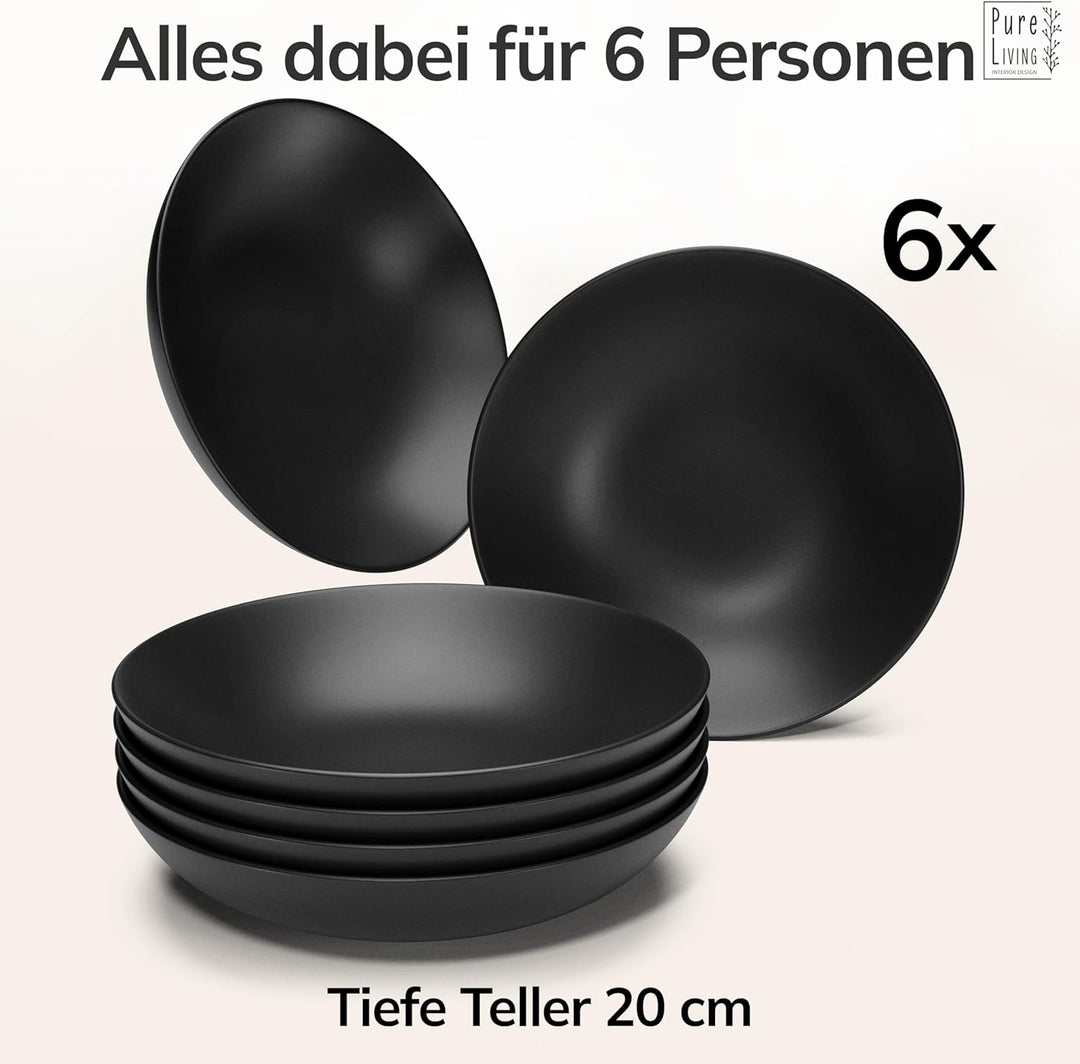 Steingut Suppenteller 6 Pers. Manhattan Hochwertiges Urban Style TEST SEHR GUT Tiefe Teller Set- Kra