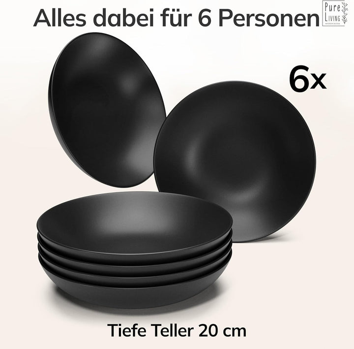 Steingut Suppenteller 6 Pers. Manhattan Hochwertiges Urban Style TEST SEHR GUT Tiefe Teller Set- Kra