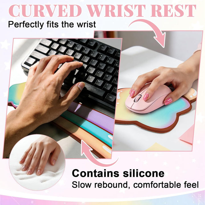 Ergonomisches Mauspad, Handauflage Tastatur Set mit Memory Schaum & rutschfestem PU, 3-in-1 Wrist Re
