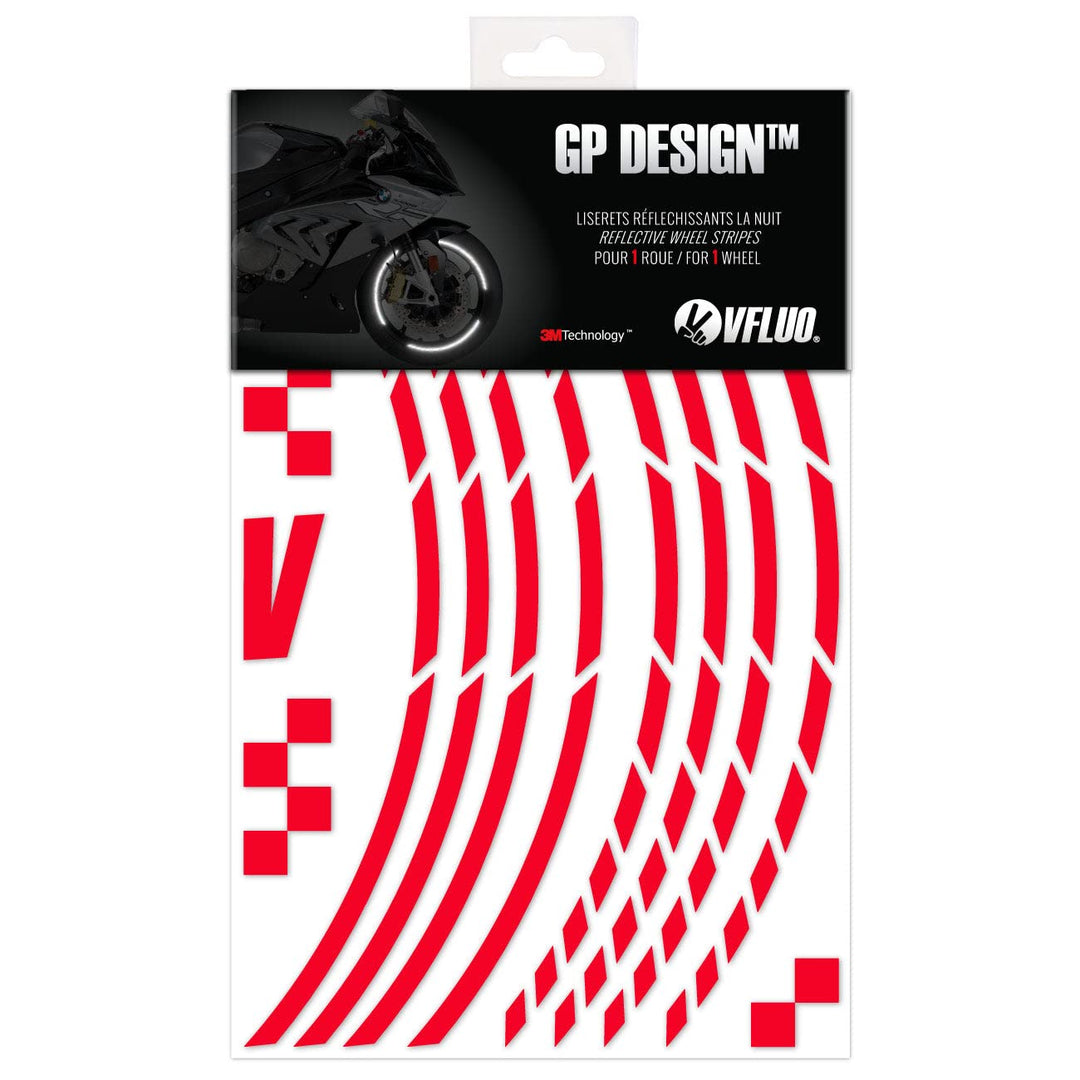 VFLUO - Kit Reflektierende Felgenrandaufkleber GP Motorrad, Aufkleber für 1 Rad 3M™-Technologie™, 36