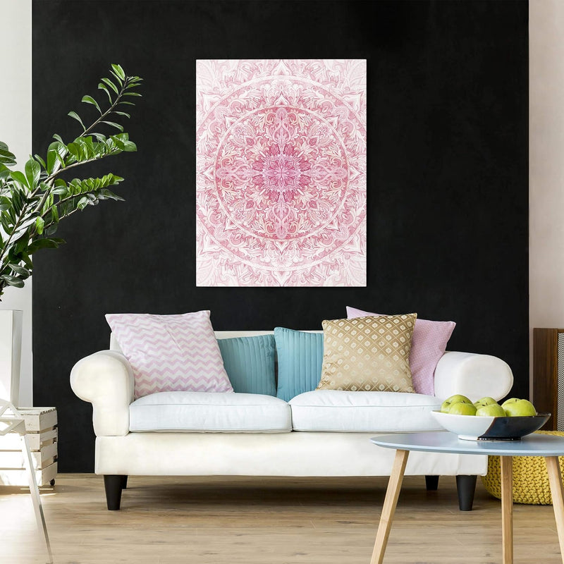 Bilderwelten Leinwandbild - Mandala Aquarell Sonne Ornament rosa - 40 x 30cm - Canvas 40L x 30B cm,