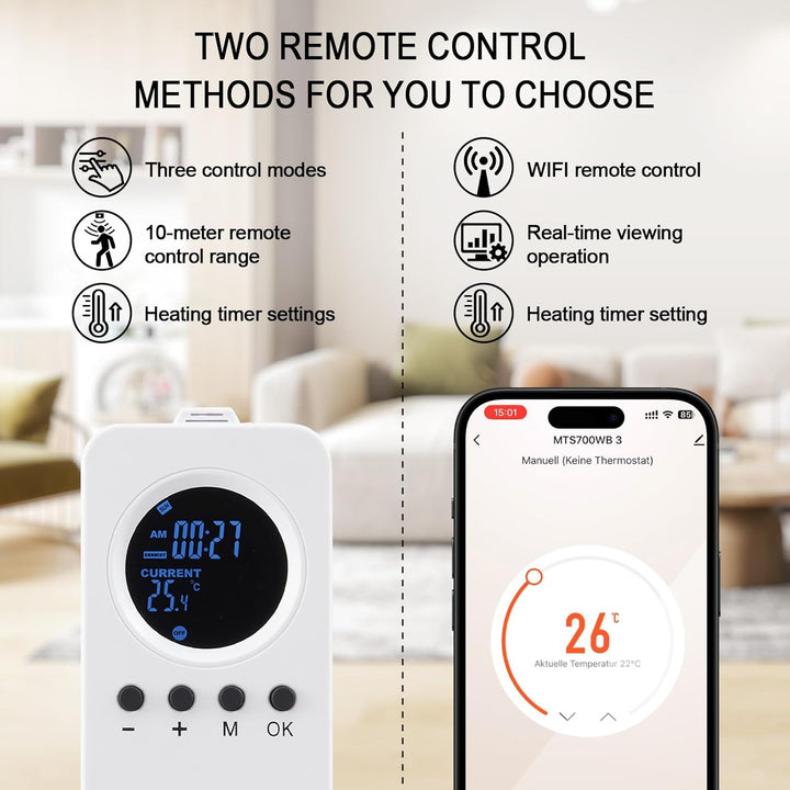 Infrarotheizung Deckenmontage 1000 Watt, Infrarotheizung Wandmontage mit Thermostat Und WIFI, 1-3 Mi