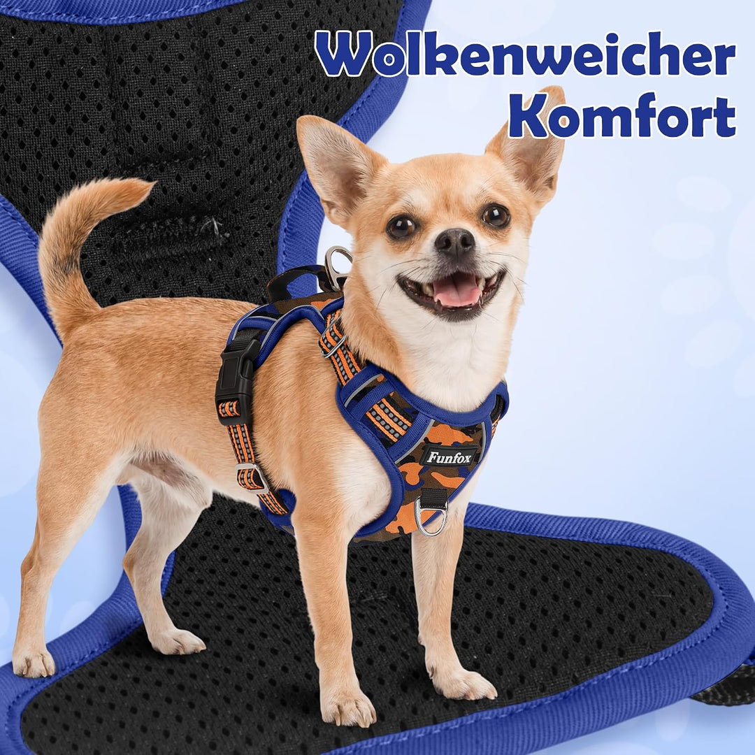 Funfox Hundegeschirr Mittelgrosse Hunde, Anti Zug Brustgeschirr Verstellbares Geschirr Hund mit Grif