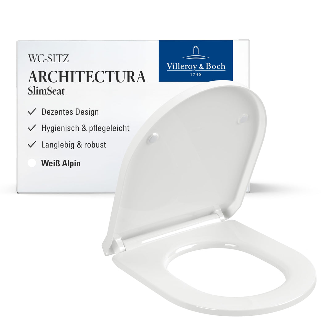 Villeroy & Boch WC-Sitz Architectura SlimSeat - Toilettendeckel Weiss aus Duroplast - Toilettensitz