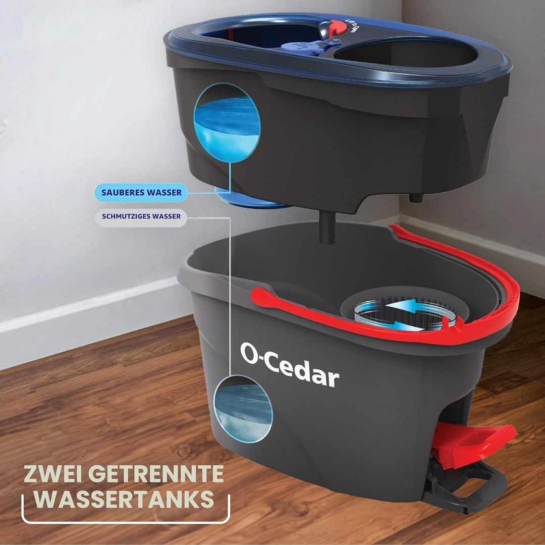 O-Cedar Refills EasyWring Mikrofaser-Drehmopp, Bodenreinigungssystem mit 2 zusätzlichen, Plastik, Ri