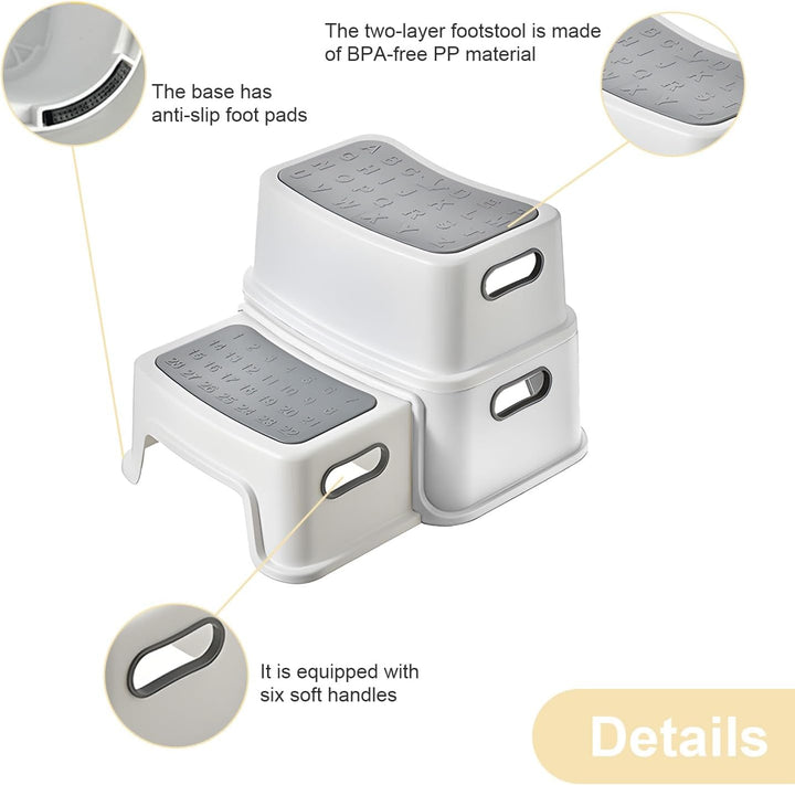 Kinder Tritthocker, 2-Stufen Sicherer Hocker, Kinderhocker Anti-Rutschfüssen & Kippschutz Klohocker