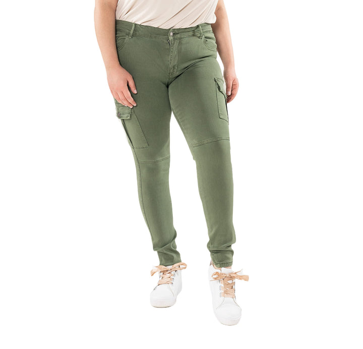Nina Carter Damen Cargo Jeans grossen Grössen Stretchjeans Plus Size Jeanshosen Used-Look Denim Hose