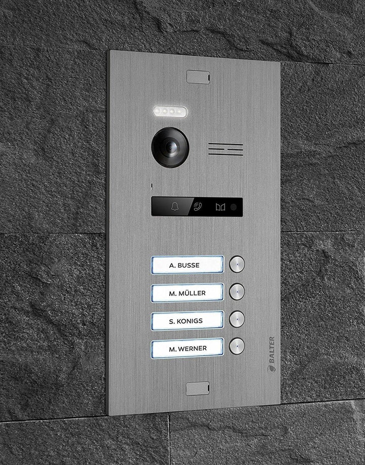 Balter EVO Silver Video-Türsprechanlage 7" WiFi Monitor Touchscreen 2-Draht Bus Komplettsystem für 4