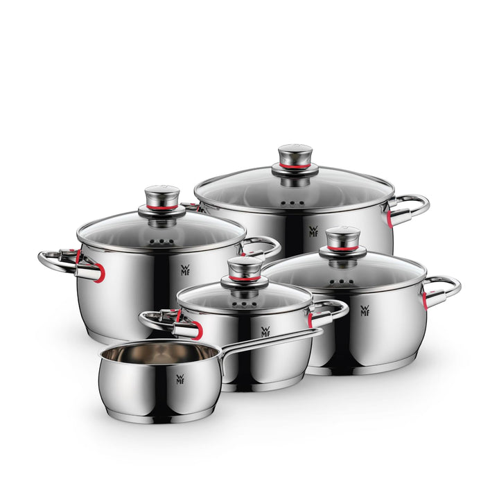 WMF Quality One Topfset Induktion 5-teilig, Kochtopf Set mit Glasdeckel, Cromargan Edelstahl poliert