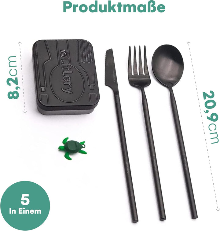 Reisebesteck von Outlery | Camping Besteckset für 1 Person mit Essstäbchen und Etui in Hosentaschenf