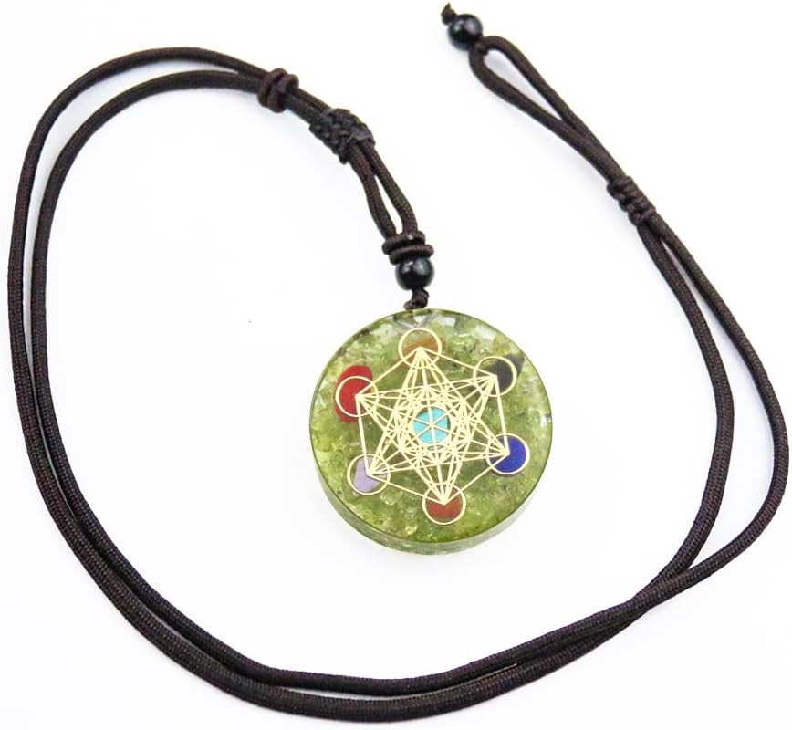 LXMYLI Orgone Metatron Cube Merkaba Anhänger Halskette, 7 Chakren om Orgonite Healing Meditation Bal