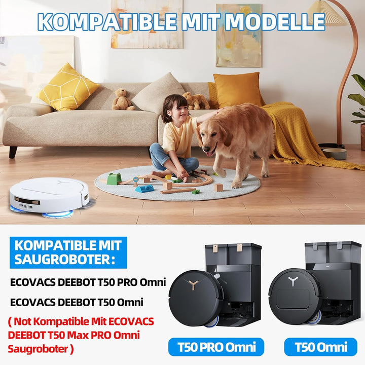 25 Stück Zubehörset für ECOVACS DEEBOT T50 PRO Omni / T50 PRO Omni Gen2 / T50 Omni Saugroboter, Ersa